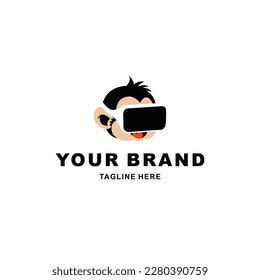 monkey head logo with 3D glasses is suitable for a game or app