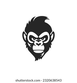 Monkey head logo of chimp face silhouette clipart vector, animal ape icon, primate symbol. isolated on white background.