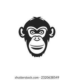 Monkey head logo of chimp face silhouette clipart vector, animal ape icon, primate symbol. isolated on white background.