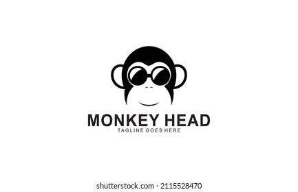 monkey head logo with color black 