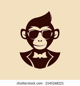 Monkey Head Logo Design Concept Vector. Primate Head Logo Design