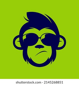 Vector de diseño de logotipo de cabeza de mono. Diseño de logotipo de cabeza de prioridad