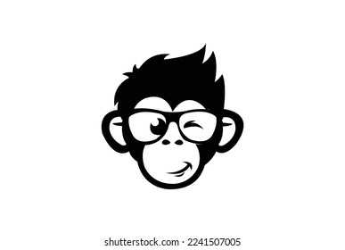 Monkey head logo design template.