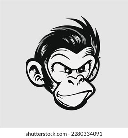 Monkey head logo design template. monkey animal logo illustration