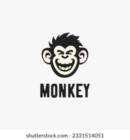 monkey head logo design template vector icon illustration