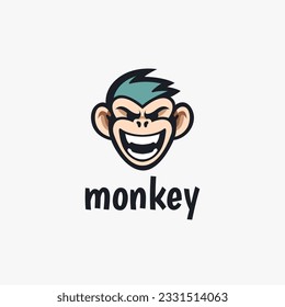 monkey head logo design template vector icon illustration