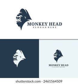 Monkey head logo design vector. Angry Monkey illustration logo concept