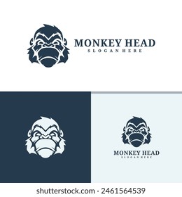 Monkey head logo design vector. Angry Monkey illustration logo concept