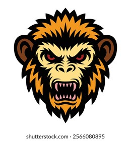 “Fierce Monkey Head Logo EPS - Elevate your branding with this dynamic and aggressive monkey head logo. Download this high-quality EPS file now for a standout design element.