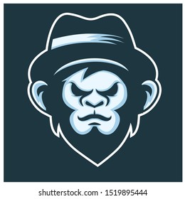 Monkey Head Logo Hat Simple Color Stock Vector (Royalty Free) 1519895444