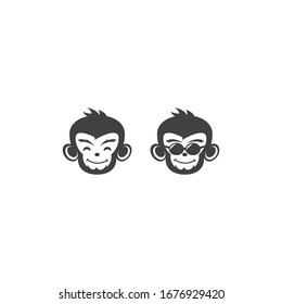 Monkey head logo ilustration vector flat design