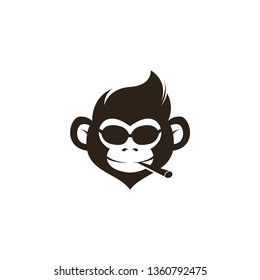 Monkey head logo template vector. Monkey face logo template vector. Ape logo template