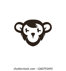 Monkey head logo template vector. Monkey face logo template vector. Ape logo template