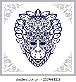 Monkey head mandala arts isolated on white background