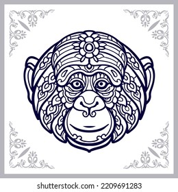 Monkey head mandala arts isolated on white background