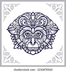 Monkey head mandala arts isolated on white background