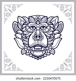 Monkey head mandala arts isolated on white background