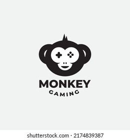Monkey head mascot gamer logo illustration template, Monkey icon design isolated on white background