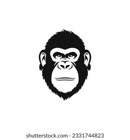 Monkey head mascot of Gorilla face Logo clipart vector. Gorillas silhouette symbol, wildlife primate Ape icon. Isolated on white background.