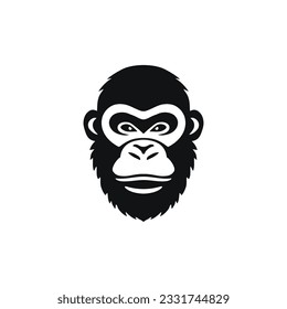 Monkey head mascot of Gorilla face Logo clipart vector. Gorillas silhouette symbol, wildlife primate Ape icon. Isolated on white background.