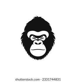 Monkey head mascot of Gorilla face Logo clipart vector. Gorillas silhouette symbol, wildlife primate Ape icon. Isolated on white background.