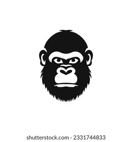 Monkey head mascot of Gorilla face Logo clipart vector. Gorillas silhouette symbol, wildlife primate Ape icon. Isolated on white background.