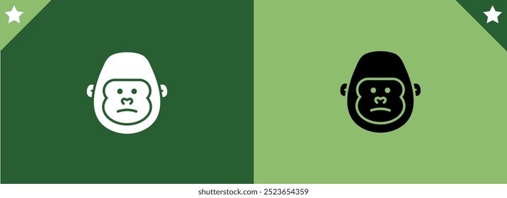 Cabeza de mono mascota de cara de gorila Logo Clipart Vector. Símbolo de silueta de gorilas, primate de la vida silvestre Icono de mono. Aislado sobre fondo de color.
