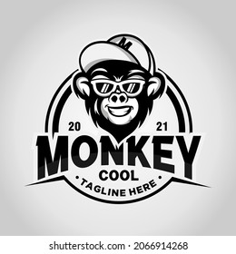 Monkey head mascot logo design