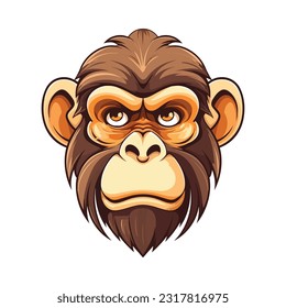 Monkey head mascot. Logo design. Illustration for printing on t-shirts.