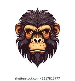 Monkey head mascot. Logo design. Illustration for printing on t-shirts.