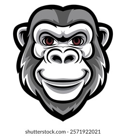monkey head mascot logo grey color
