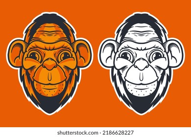 monkey head mascot vector illustration cartoon style