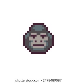 Affenkopf Pixel Art Icon, Gorilla, Safari Tier. Element-Design für Aufkleber, Logo, Stickerei, mobile App. Isolierte Vektorgrafik.