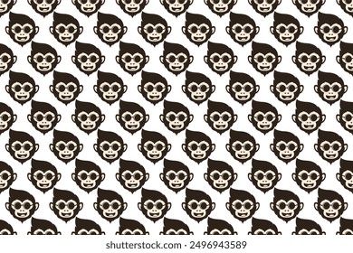 Monkey head seamless pattern background. Cute animal seamless pattern background can be used as web banner, social media banner, wrapping paper, etc.