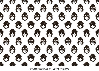 Monkey head seamless pattern background. Cute animal seamless pattern background can be used as web banner, social media banner, wrapping paper, etc.