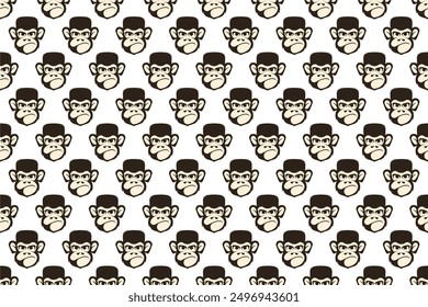 Monkey head seamless pattern background. Cute animal seamless pattern background can be used as web banner, social media banner, wrapping paper, etc.