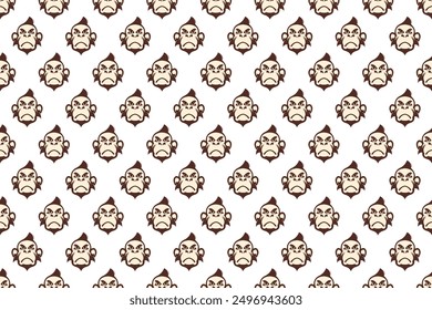 Monkey head seamless pattern background. Cute animal seamless pattern background can be used as web banner, social media banner, wrapping paper, etc.