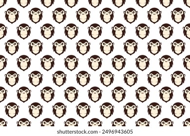 Monkey head seamless pattern background. Cute animal seamless pattern background can be used as web banner, social media banner, wrapping paper, etc.