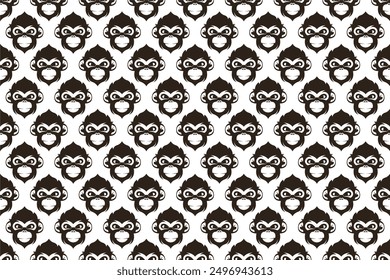 Monkey head seamless pattern background. Cute animal seamless pattern background can be used as web banner, social media banner, wrapping paper, etc.