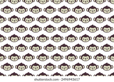 Monkey head seamless pattern background. Cute animal seamless pattern background can be used as web banner, social media banner, wrapping paper, etc.