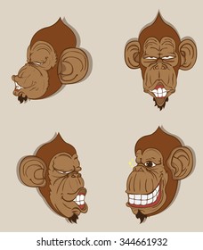 Monkey Head set. Vector design