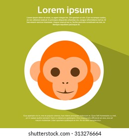 Monkey Head Silhouette New Year Sign Asian Horoscope Flat Vector Illustration
