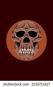 Monkey head skull vector illustration