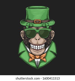 Monkey Head St. patrick's day vector illustration for your company or brand