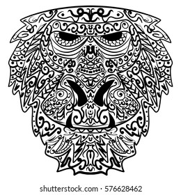 Monkey head stylized in zen tangle style. Ethnic monkey. Tribal tattoo design. Vector illustration.