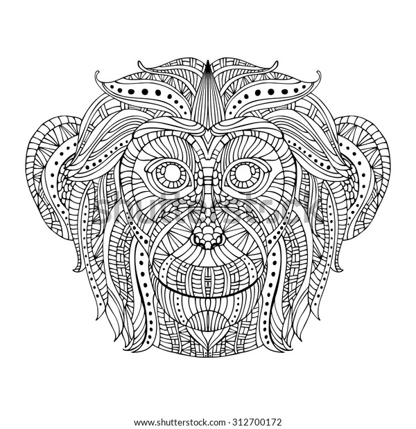 Monkey Head Stylized Zentangle Style Ethnic Stock Vector (Royalty Free ...