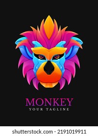 Monkey head vector illustration logo template colorful gradient style