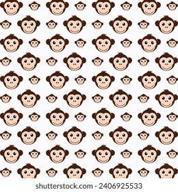 Monkey head vector seamless repeating pattern illustration background