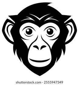 Monkey head vector silhouette element.