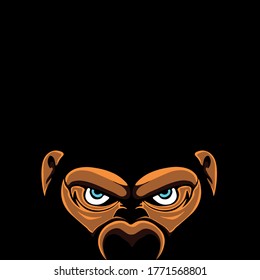 Monkey head vectoral illustration on a black background